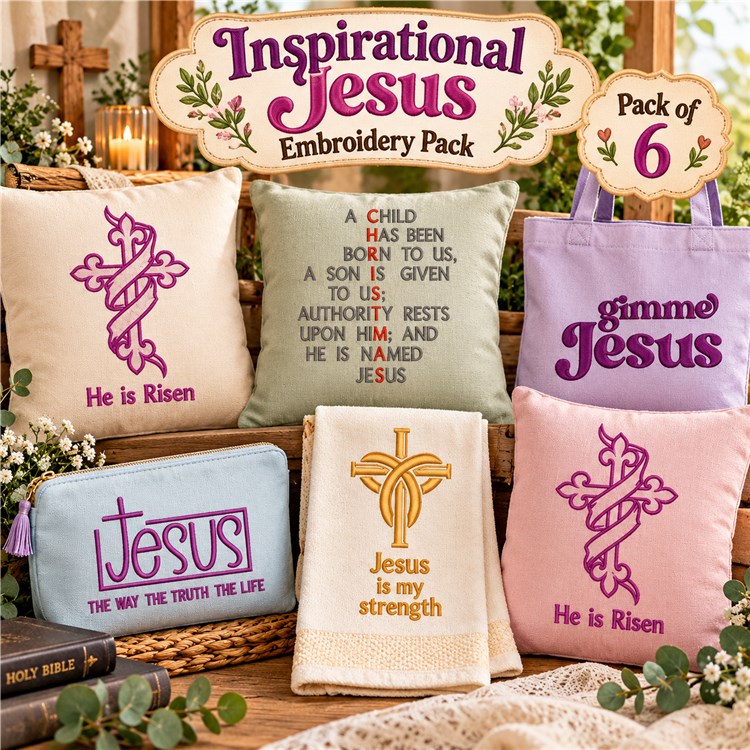 Inspirational Jesus Embroidery Bundle – Faith-Based Designs (6 Designs)