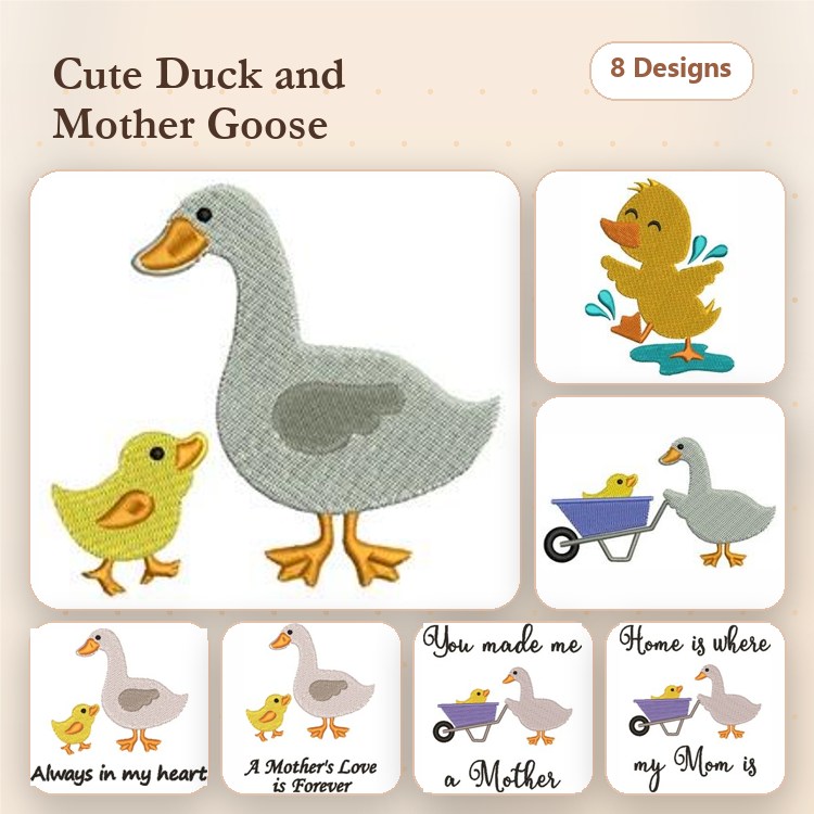 Duck & Goose Embroidery Bundle – Cute Designs (8 Designs)
