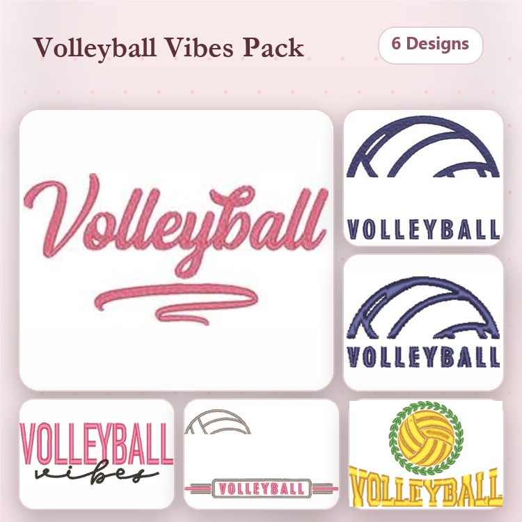 Volleyball Embroidery Bundle – Sporty Designs (6 Designs)