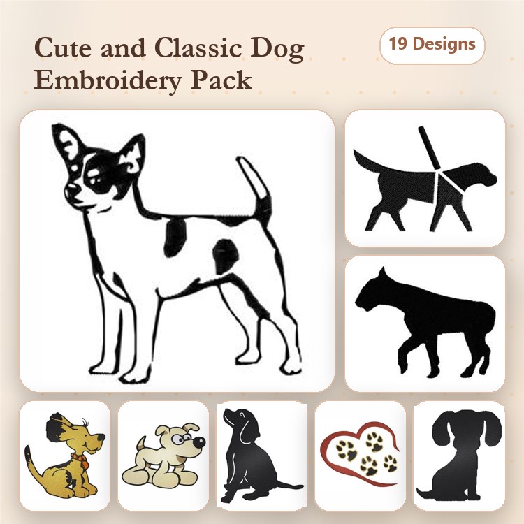 Dog Breed Embroidery Bundle – Schnauzer, Poodle, Chihuahua & More (19 Designs)