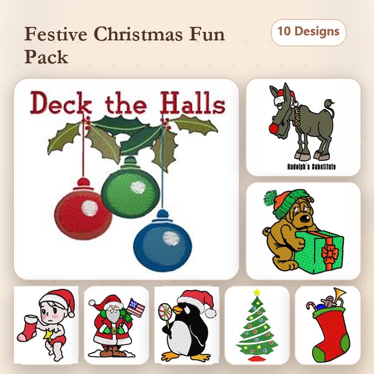 Santa Claus & Christmas Tree Embroidery Bundle – Holiday Designs (10 Designs)