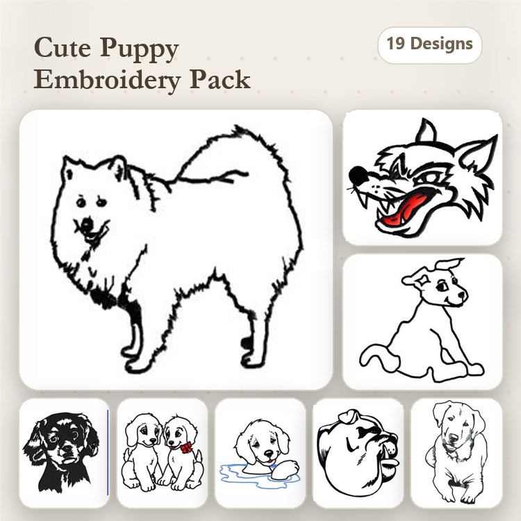 Dog & Cat Embroidery Bundle – Various Breeds (19 Designs)