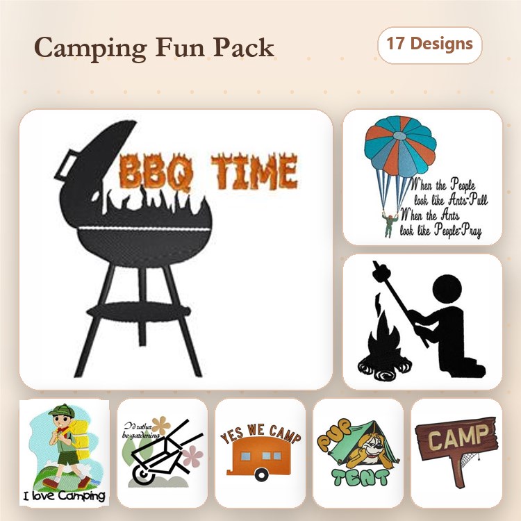 Camping & Outdoor Fun Embroidery Bundle – Adventure Designs (18 Designs)
