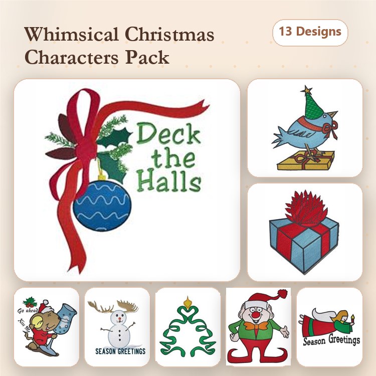 Holiday Characters Embroidery Bundle – Festive Designs (18 Designs)