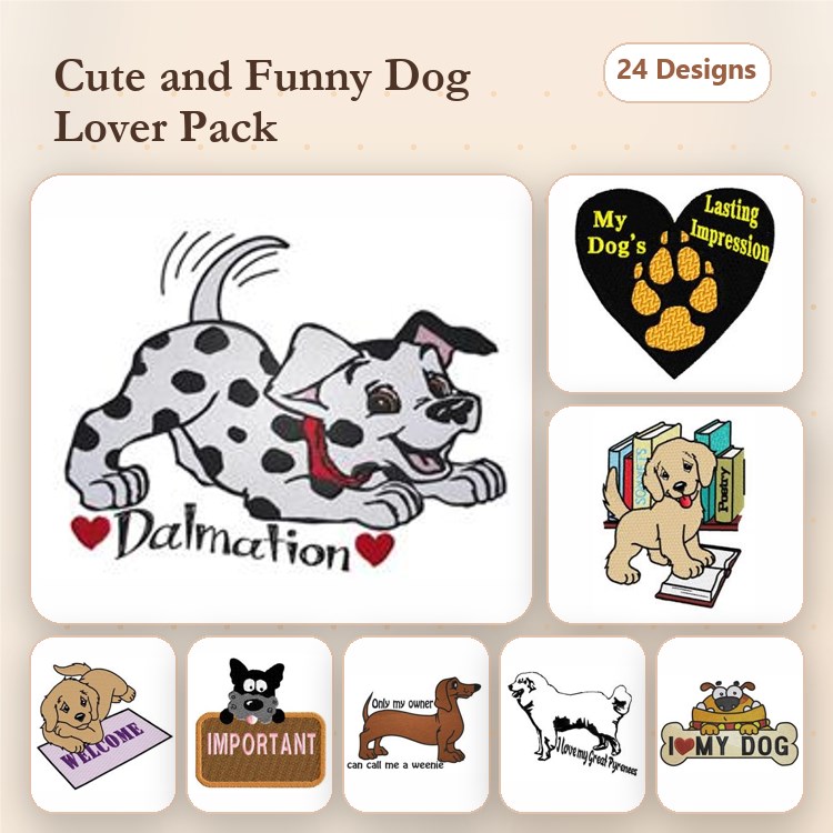 Dog Embroidery Bundle – Purple, Ballerina & More (7 Designs)