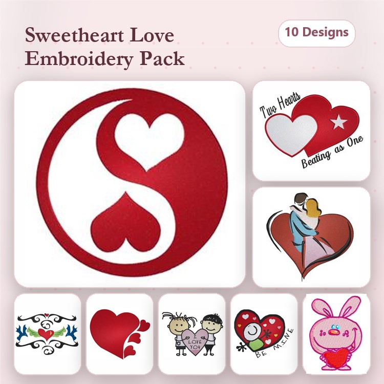 Love & Romance Embroidery Bundle – Heart Designs (17 Designs)