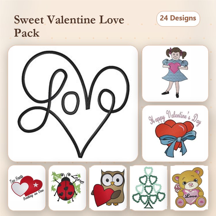 Valentine's Day Embroidery Bundle – Love and Affection (26 Designs)