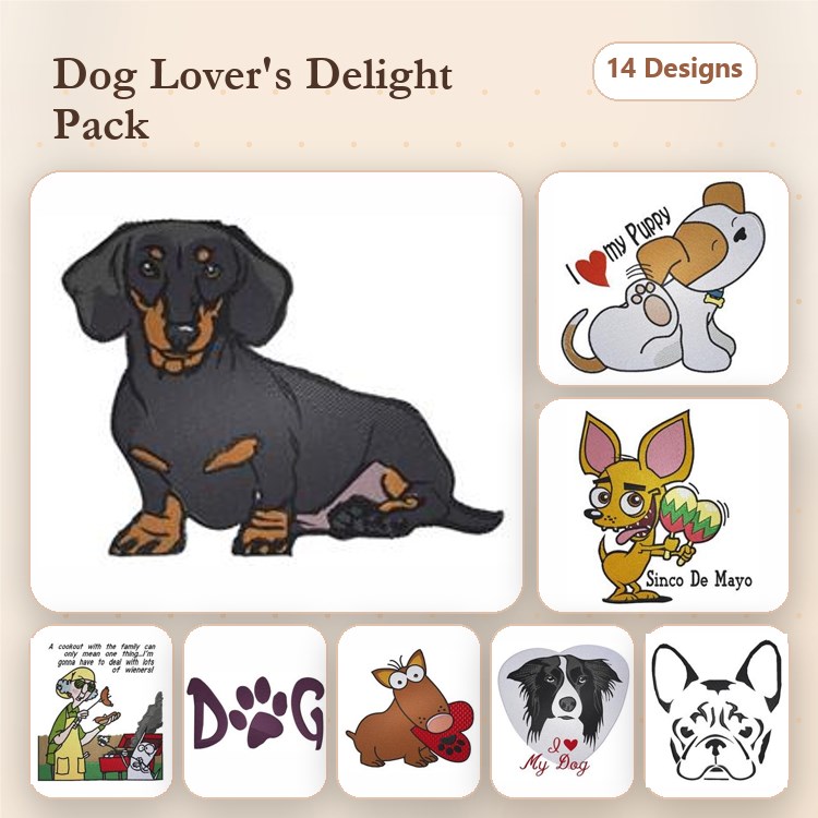 Dog Embroidery Bundle – Champion, Ballerina & More (17 Designs)