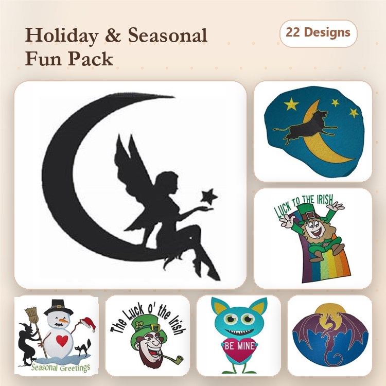 Mother's Day, Valentine's Day & Cartoon Embroidery Bundle – Festive Designs (22 Designs)
