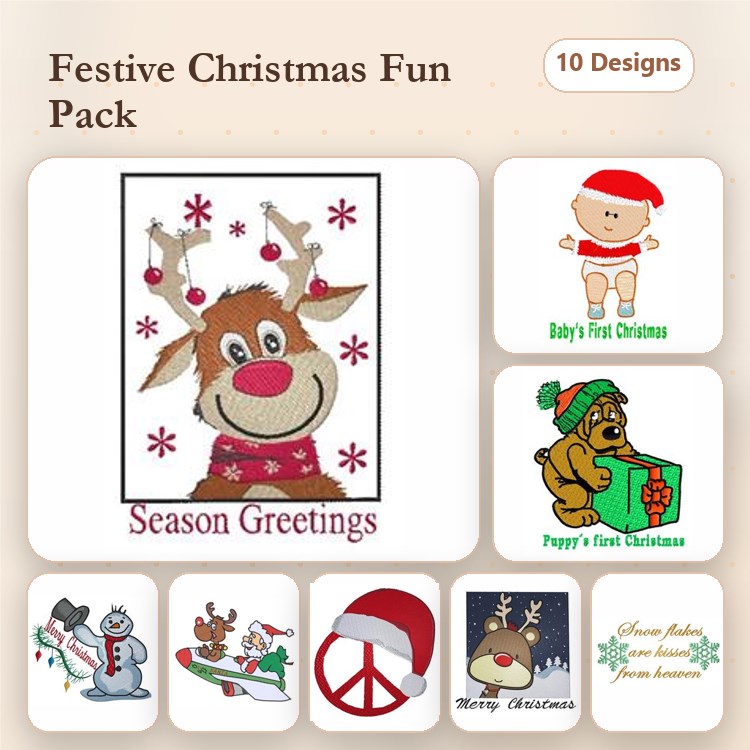 Santa Claus & Reindeer Christmas Embroidery Bundle – Festive Designs (11 Designs)