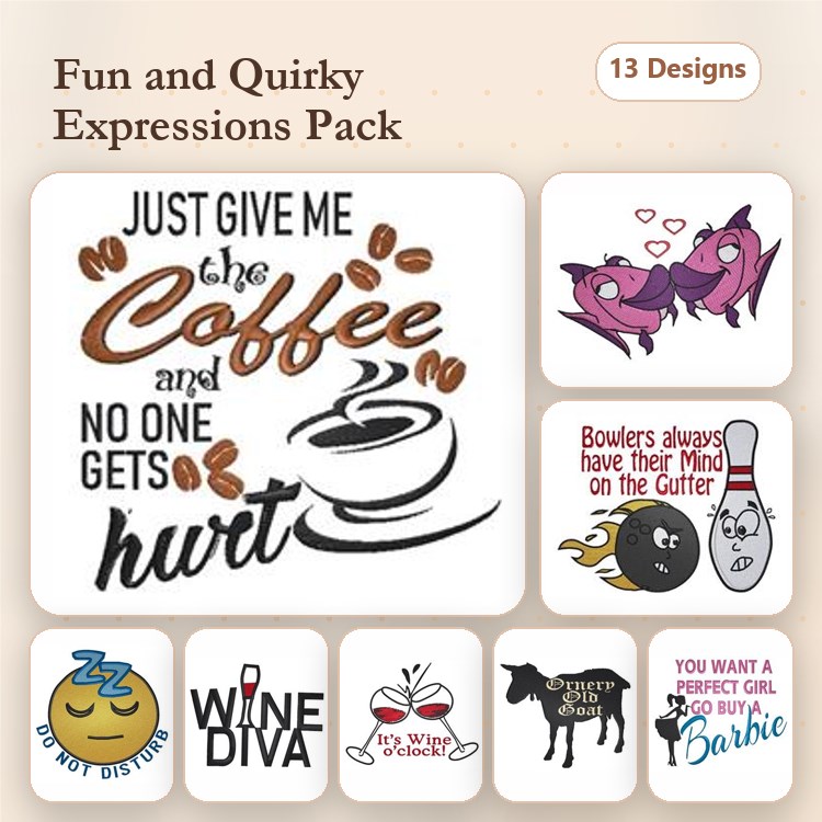 Coffee & Wine Embroidery Bundle – Fun Quotes & Designs (13 Designs)