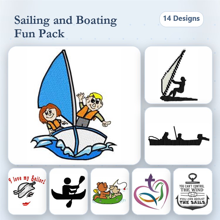 Sailboat & Anchor Embroidery Bundle – Nautical Themes (14 Designs)