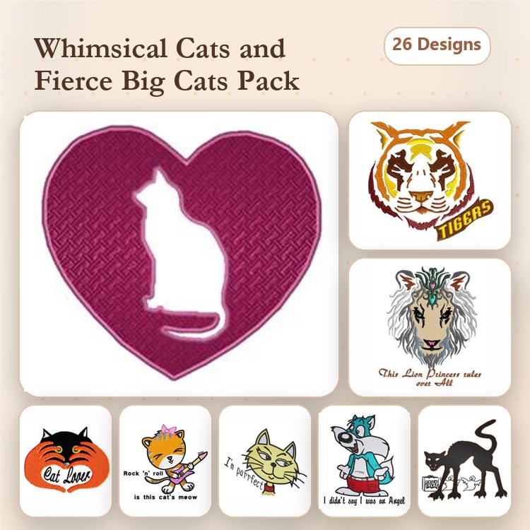 Cat & Dog Embroidery Bundle – Fun Pet Designs (26 Designs)