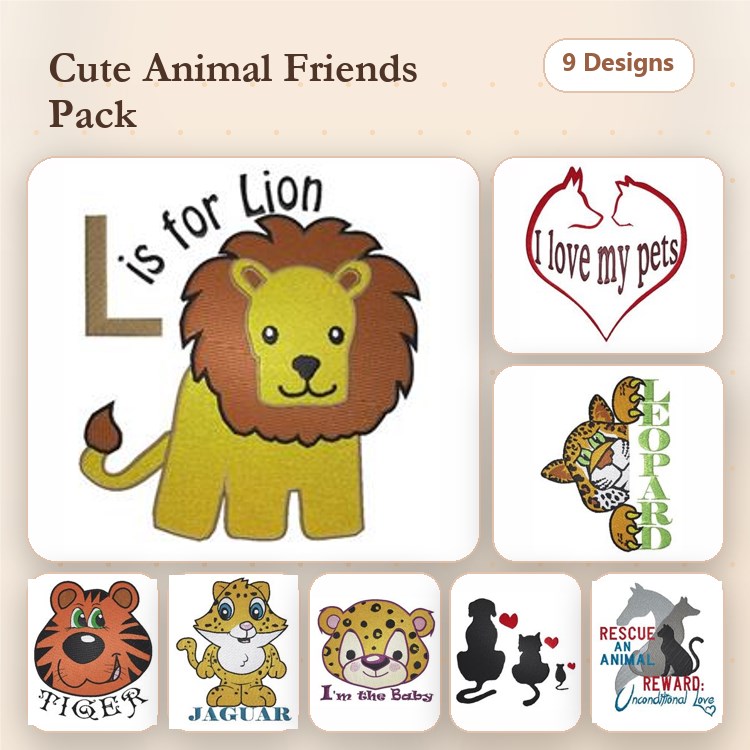 I Love My Pets & Jaguar Embroidery Bundle – Animal Lovers (9 Designs)