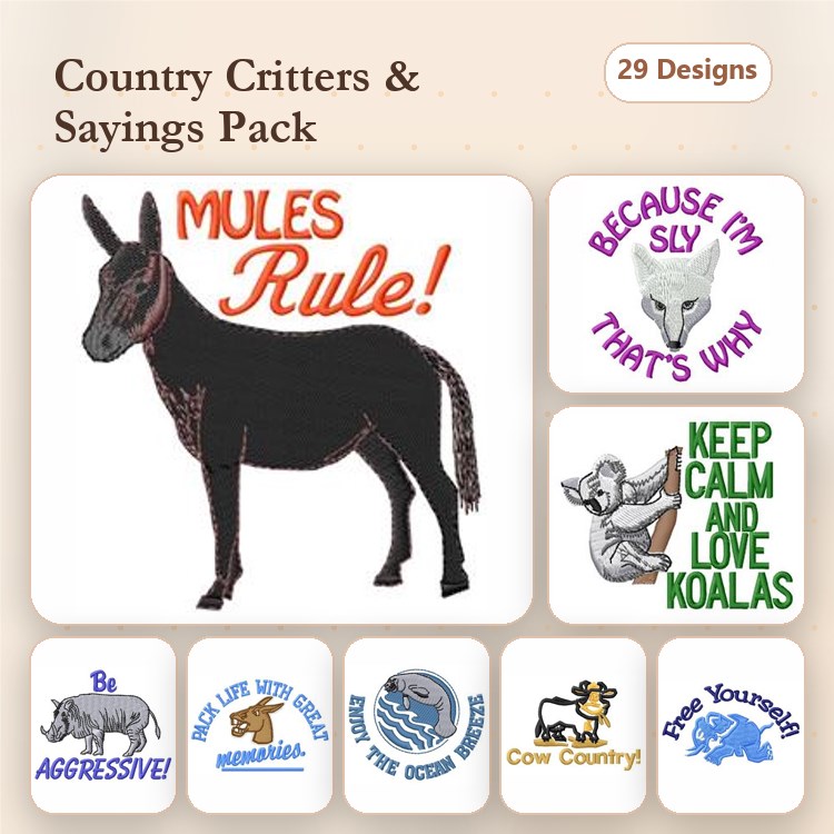 Ranch Sign Embroidery Bundle – No Trespassing & Farm Animals (30 Designs)