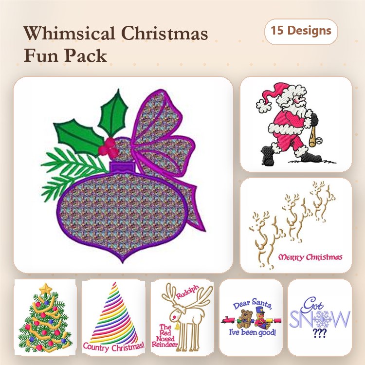 Whimsical Christmas Embroidery Bundle – Santa Claus, Christmas Ornament, Trees & More (15 Designs)