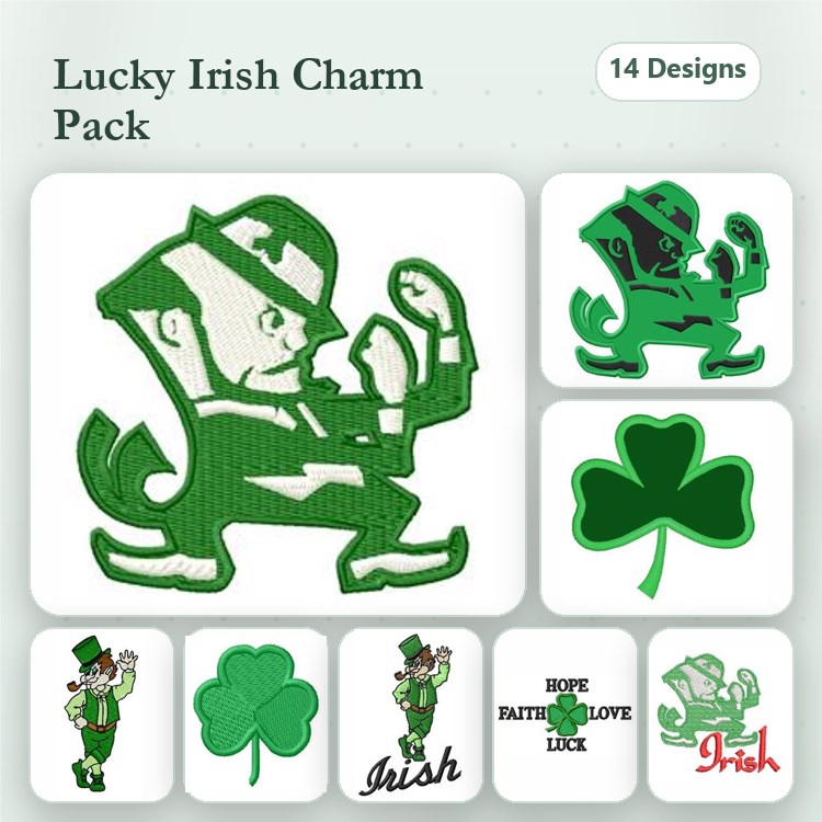 Irish Themed Embroidery Bundle – Leprechaun, Shamrock, Irish Pride & More (14 Designs)