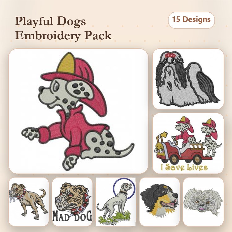 Dog & Paw Print Embroidery Bundle – Adorable Designs (15 Designs)