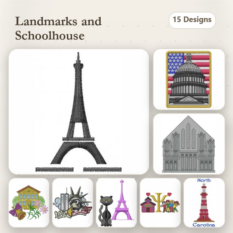 Capitol Building & Church Embroidery Bundle – Home & Garden (15 Designs)