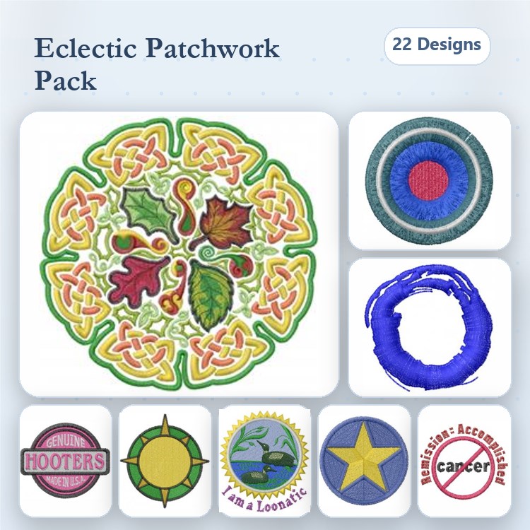 Emblem & Patch Embroidery Bundle – Unique Designs (22 Designs)