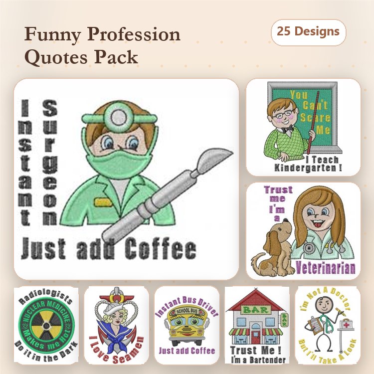 Dental Hygienist & Teacher Embroidery Bundle – Fun Designs (25 Designs)