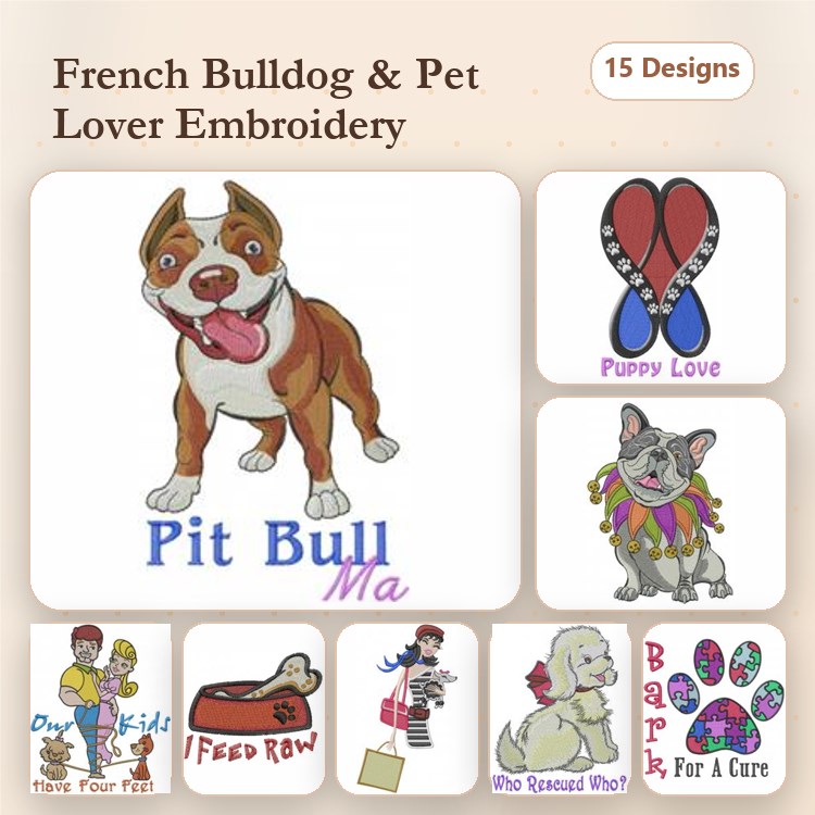 Dog-Themed Embroidery Bundle – Fun and Heartwarming Designs (15 Designs)
