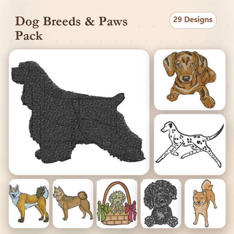 Boxer & Bulldog Dog Embroidery Bundle – Maltese & Poodle Designs (29 Designs)