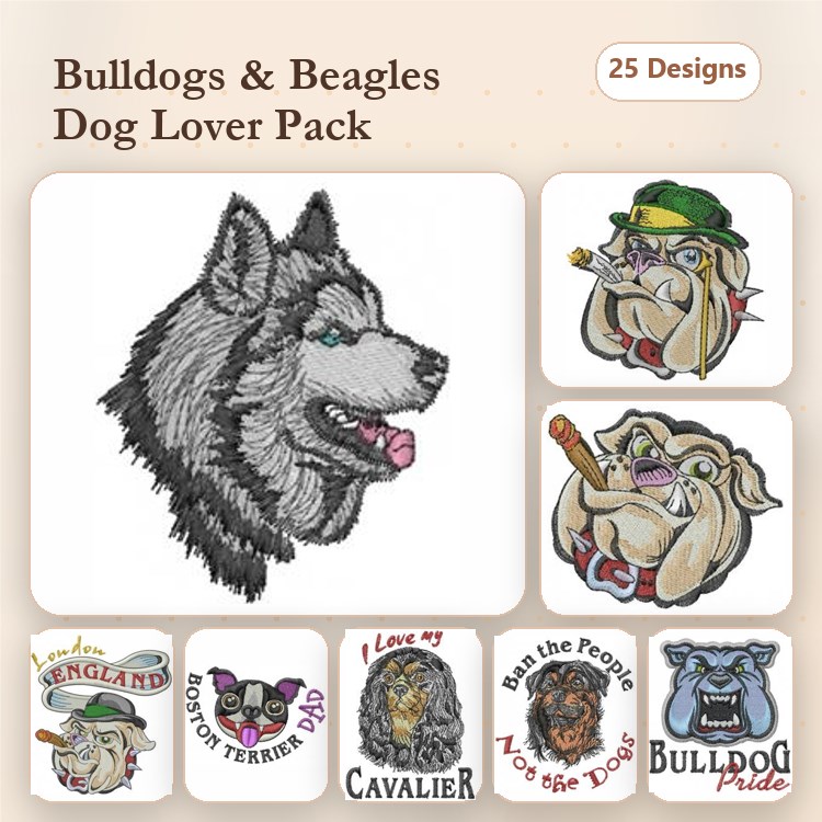 French Bulldog & Bulldog Embroidery Bundle – Adorable Dog Designs (25 Designs)