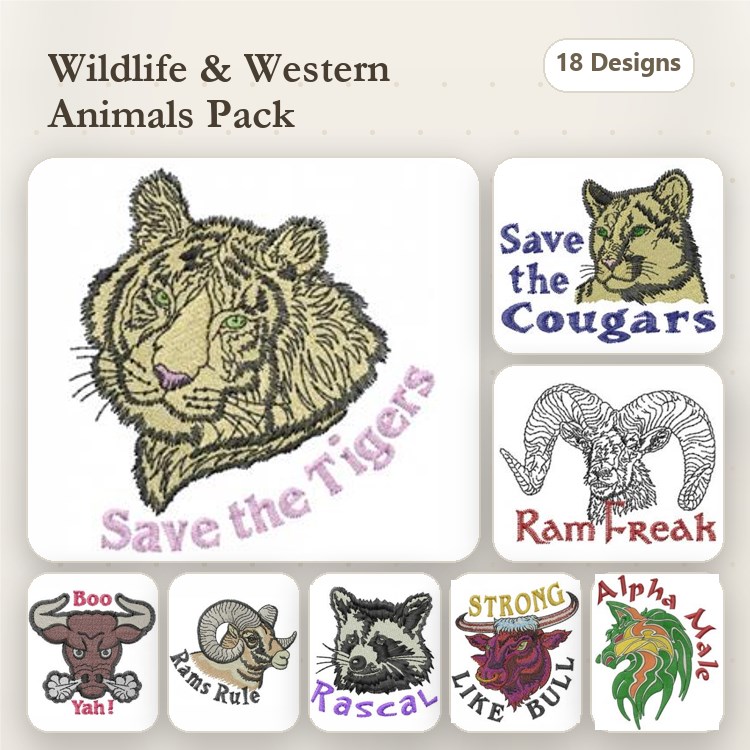 Wolf & Boar Embroidery Bundle – Yellowstone & Texas Designs (20 Designs)