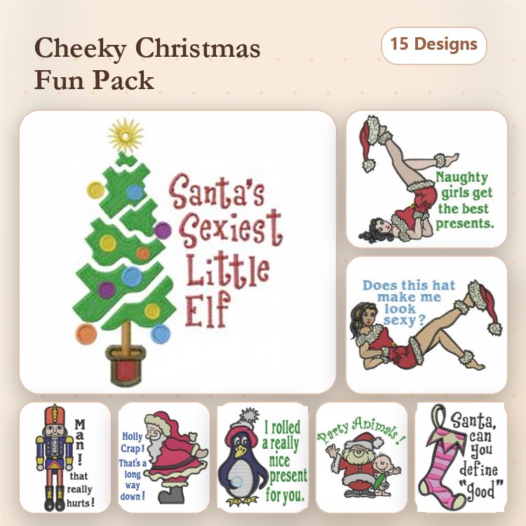 Cheeky Christmas Humor Embroidery Designs Bundle – Santa's Sexiest Little Elf, Naughty Girls Get the Best Presents & More (15 Designs)