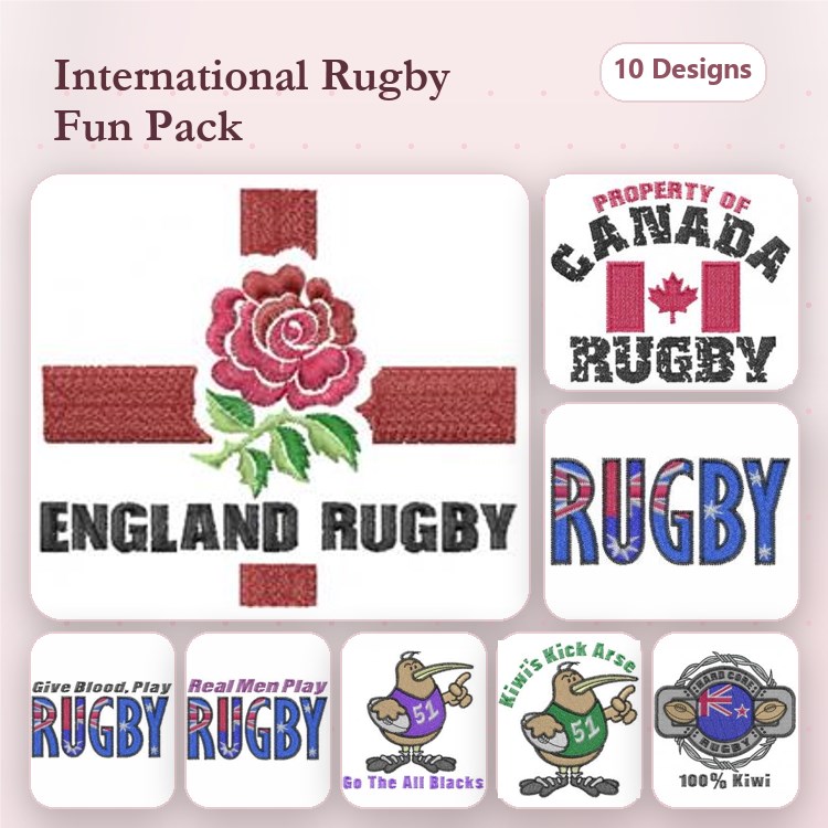 Rugby Embroidery Designs Bundle – England Rugby, Canada Rugby, Do The All Blacks & More (10 Designs)