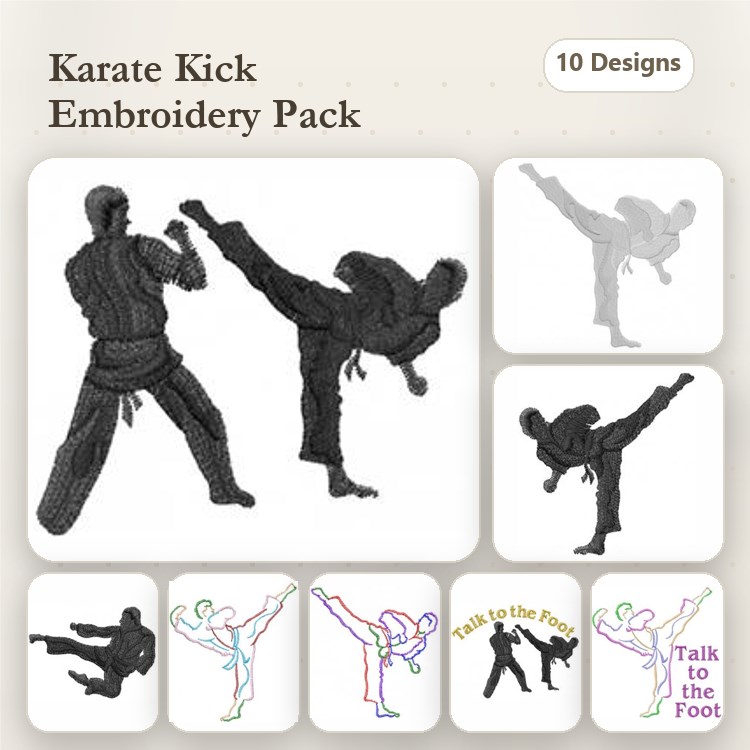 Karate Kick Embroidery Bundle – Dynamic Poses, Martial Arts Action & More (10 Designs)