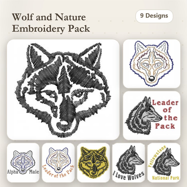 Wolf & Colorado Embroidery Bundle – Outdoor Adventure (10 Designs)