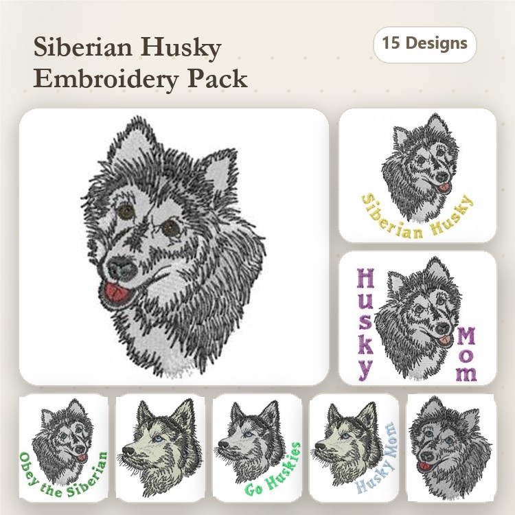 Siberian Husky Embroidery Bundle – Dog Lovers (15 Designs)