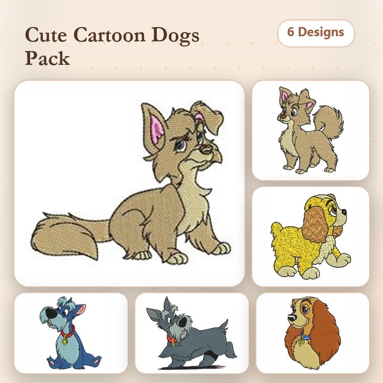 Dog Breeds Embroidery Bundle – Adorable Canine Designs (6 Designs)