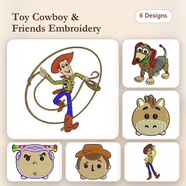 Toy Story Embroidery Bundle – Woody, Buzz Lightyear & More (6 Designs)