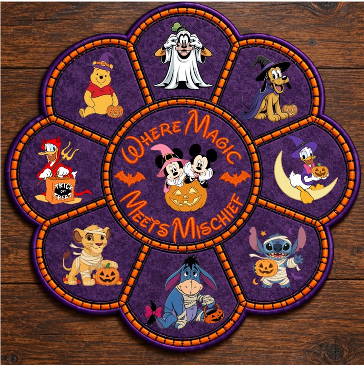 Halloween Characters Embroidery Designs Bundle – Devilish Duck, Lion with Pumpkin, Witch with Cauldron & More (9 Designs)
