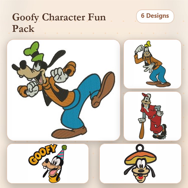 Goofy Embroidery Bundle – Fun and Whimsical Designs (6 Designs)