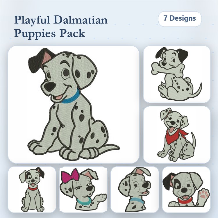 Dalmatian Puppy Embroidery Bundle – Adorable Designs (7 Designs)