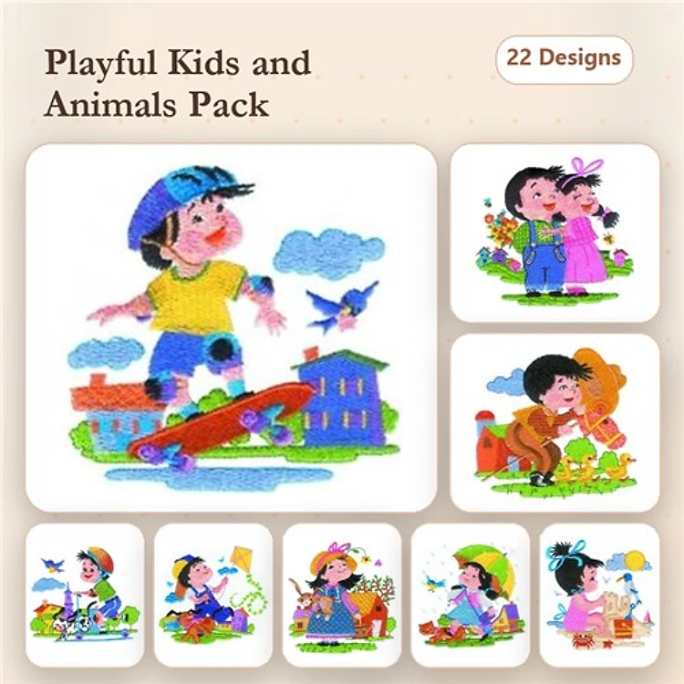 Kids Activity Embroidery Bundle – Fun and Playful Designs (22 Designs)