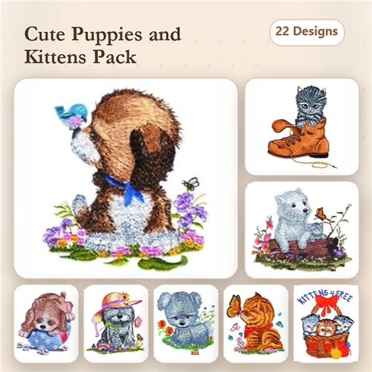 Cat & Dog Embroidery Bundle – Adorable Pet Designs (22 Designs)