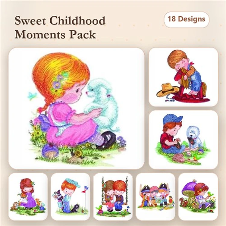 Childhood Moments Embroidery Bundle – Cowboy & Friends (18 Designs)