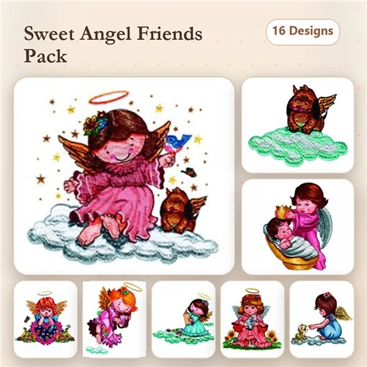 Angel & Cherub Embroidery Bundle – Cute Designs (16 Designs)