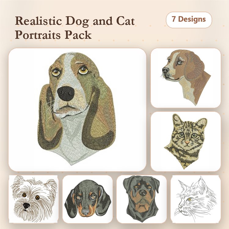Beagle & Yorkshire Terrier Embroidery Bundle – Dog Breeds (7 Designs)