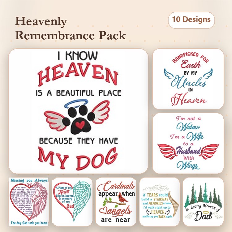 Heaven & Memory Embroidery Bundle – Heartfelt Remembrance (10 Designs)