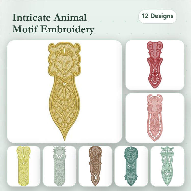 FSL Intricate Animal Embroidery Bundle – Lion, Giraffe, Elephant & More (12 Designs)
