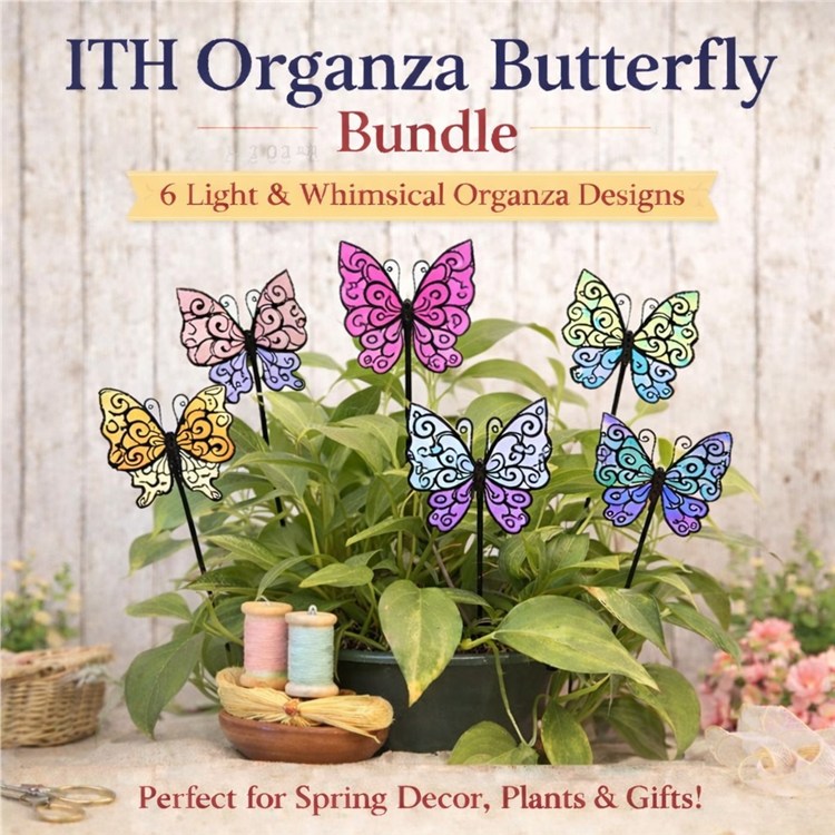 ITH Organza Butterfly Embroidery Designs Bundle – Light Organza Butterfly 1, 2, 3 & More (6 Designs)