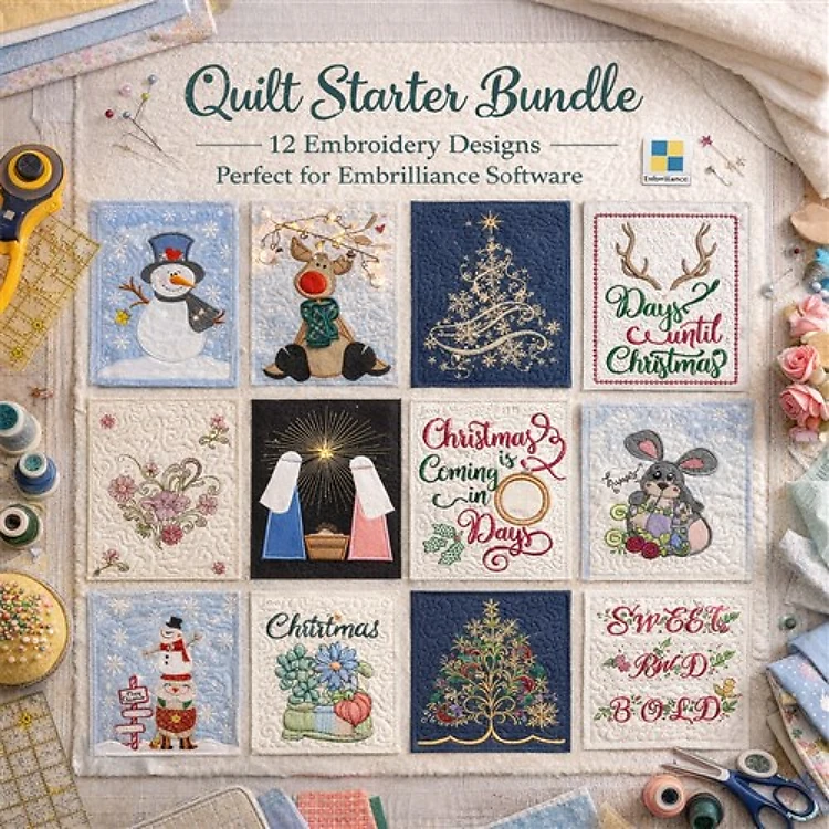 Christmas & Winter Embroidery Bundle – Snowman, Christmas Tree, Nativity Scene & More (12 Designs)