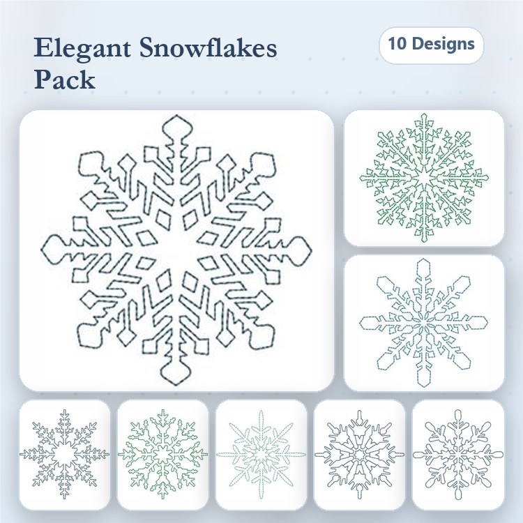 Redwork Snowflake Embroidery Designs Bundle – Elegant Snowflakes & More (10 Designs)