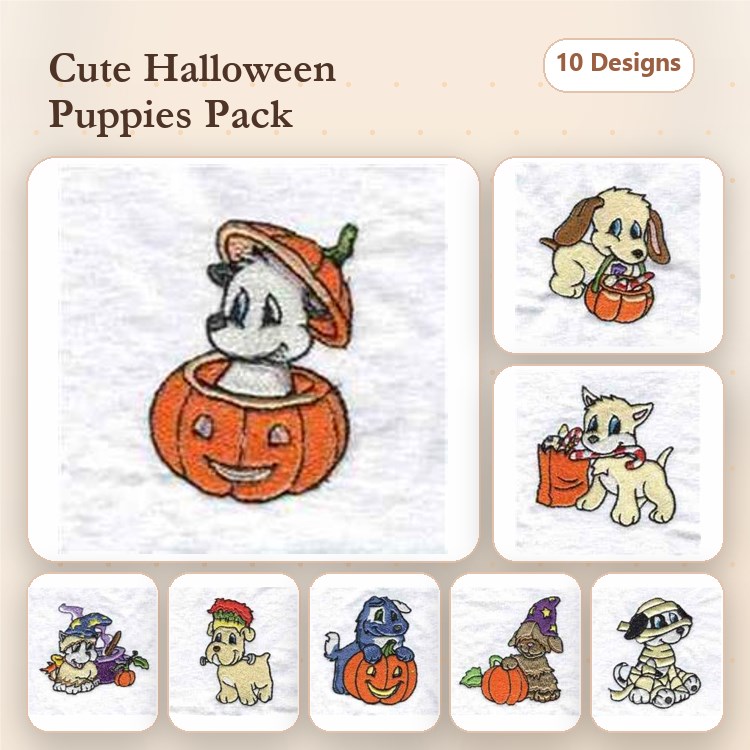 Halloween Dog & Cat Embroidery Bundle – Spooky & Cute (10 Designs)